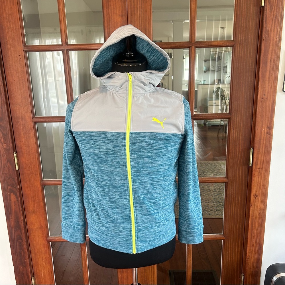 Puma Fleece Hoodie - Color BLUE/ Gray, Size L 14/16 Jacket